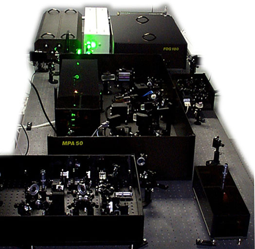 TiF-50; Solar LF2210 Nd:YAG laser; Verdi 5W; FOG 100; MPA50 multipass femtosecond amplifier; OPA 100/800; Optical harmonic generator